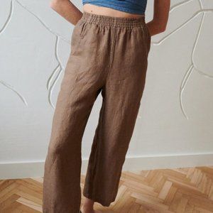 Linenfox Ocean Cacao Waffle Linen Trousers